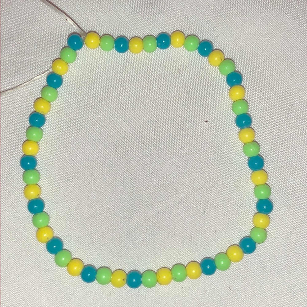 A pretty bracelet. Yellow green and blue